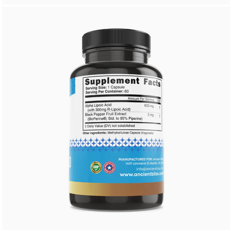 Alpha Lipoic Acid + Bioperine 60 capsules | Ancient Bliss - Image 3