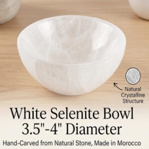Selenite Bowl, 3.5-4", Hand Carved in Morocco
